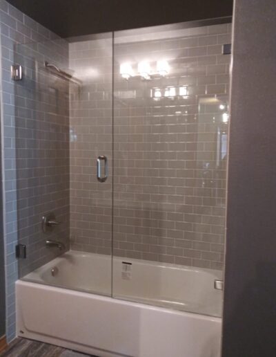 Shower with Tub with Glass Door Installed