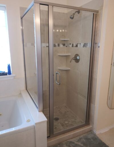 Shower Glass Door with Silver Frame