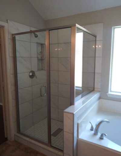 Small Shower with Framed Glass Door