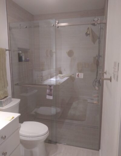 Small Shower with Frameless Glass Door