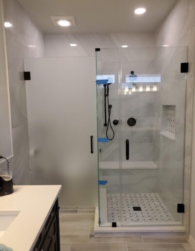 Clear &Amp; Frosted Frameless Shower Door