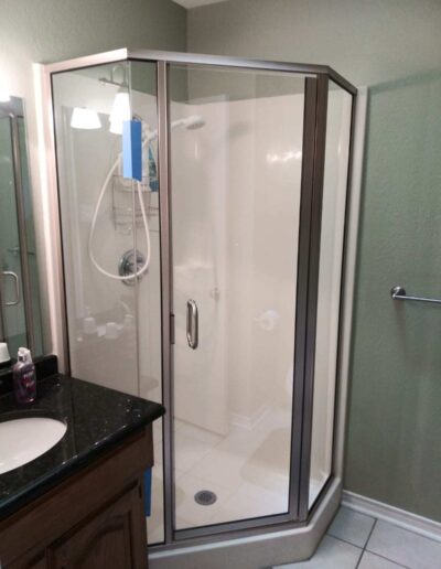 Semi Clear Neo Angle Silver Framed Shower Door